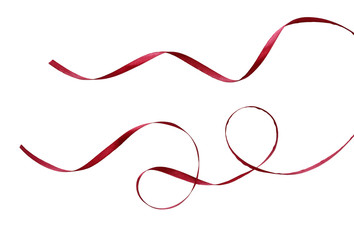 Set of red silk ribbons