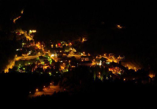aerial view of village at night