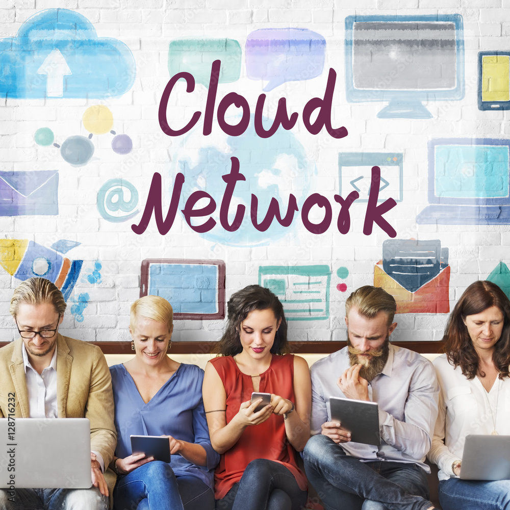 Poster cloud network computing digital information concept