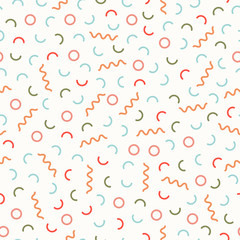 Retro memphis geometric line shapes seamless patterns. Hipster fashion 80-90s. Abstract jumble textures. Black and white. Zigzag lines. Memphis style for printing, website, fabric design, poster.