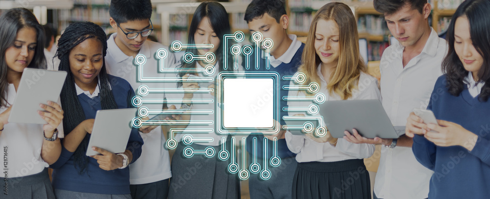 Poster technology circuit processor innovation network concept