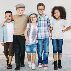 Fototapeta premium Casual Children Cheerful Cute Friends Kids Concept