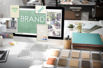Brand Branding Label Marketing Profile Trademark Concept - obrazy, fototapety, plakaty