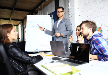 Cheerful businessman discussing a new business project