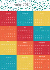 Calendar 2017. Twelve months. Year 2017. Calendar design. Modern Calendar.