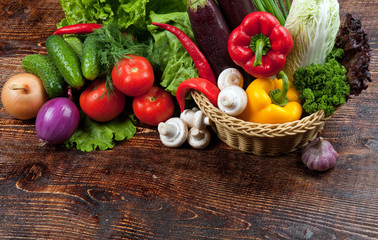 tasty and healthy food vegetables and fruits