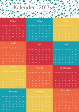 alender 2017. Monate. Jahr 2017. Calendar design. Modern Calendar. German Stock Vector | Adobe Stock