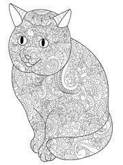 Cat Coloring book vector for adults
