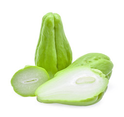 fresh chayote isolated on white background