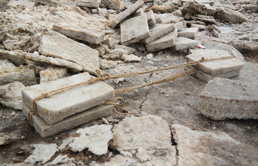 Production of salt on Karum lake, Danakil, Afar, Ethiopia