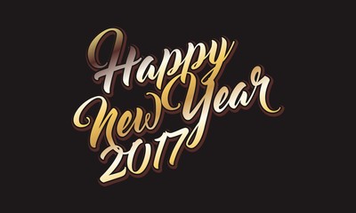 happy new year 2017 gold text