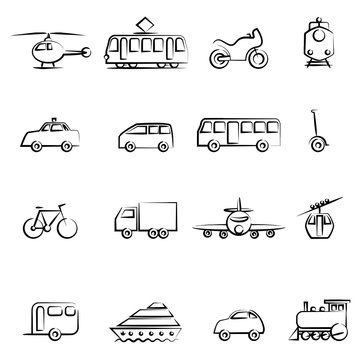 Transportation set outline icon