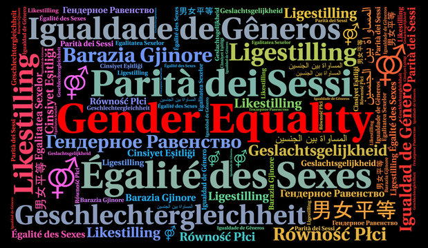 Gender equality word cloud in different languages 