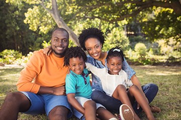 Happy family posing together