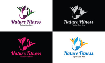 Nature fitness logo design template ,Beauty logo design concept ,Vector illustration