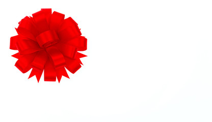 Shiny red ribbon on white background with copy space.