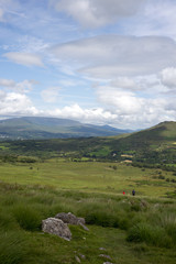 mountain view with hikers