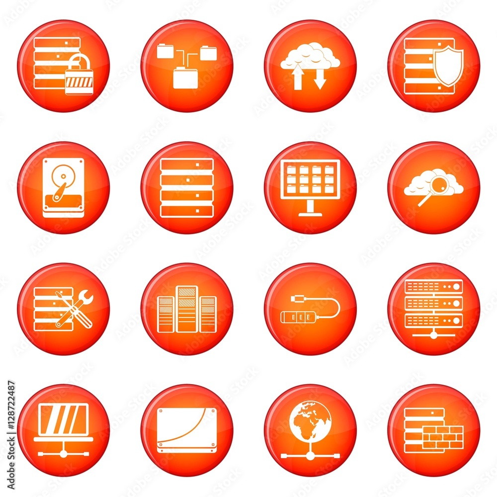 Aufkleber database icons vector set of red circles isolated on white background