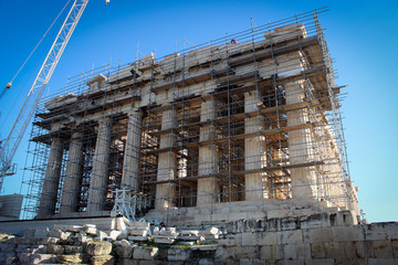 Parthenon on the Acropolis under reconstruction, Athens, Greece