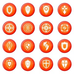 Shields set icons vector set of red circles isolated on white background