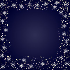 frame with snow and snowflakes on a blue background