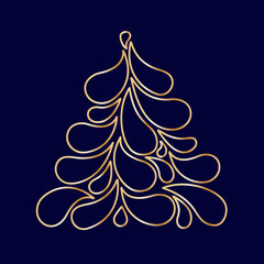 Decorative stylized Christmas tree on blue background