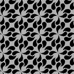 Seamless black lace pattern on white background