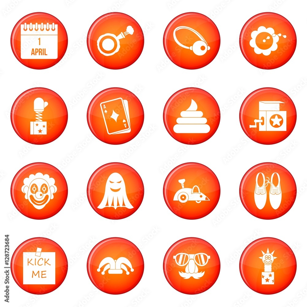 Aufkleber april fools day icons vector set of red circles isolated on white background
