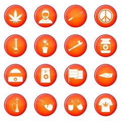 Fototapeta premium Rastafarian icons vector set of red circles isolated on white background