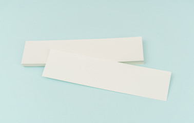 Blank Gift Card on blue background .