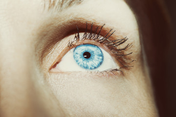 Beautiful insightful look blue woman's eyes