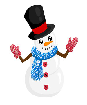 Snowman on the white background.