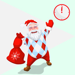 Time to celebrate - Gift Time - New Year came - Christmas Santa with a bag of gifts - Trendy Santa Claus