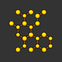 Abstract Molecule Icon on Dark Background. Vector