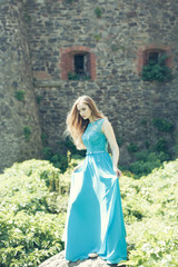 pretty girl in blue dress