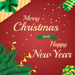 Merry Christmas and Happy New Year 2017 greeting card