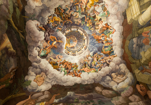 Palazzo Te in Mantua is a major tourist attraction. Mannerism's  fresco: Giulio Romano's illusionism invents a dome overhead and dissolves the room's architecture in the Fall of the Giants.