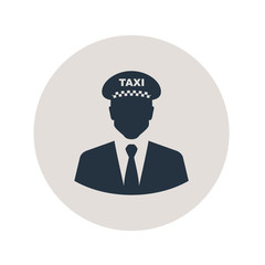 Icono plano silueta taxista en circulo gris