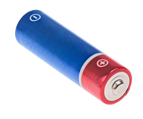 red and blue battery on white