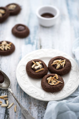 Chocolate cookies with almonds