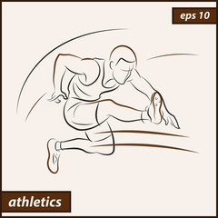 Vector illustration. Illustration shows a athlete. Running man. Hurdle race. Sport. Athletics