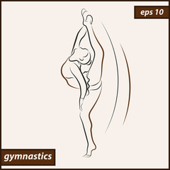 Vector illustration. Illustration shows a gymnast performs acrobatic moves. Sport. Gymnastics