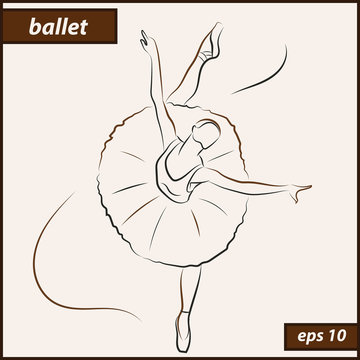 Vector illustration. Illustration shows a Ballerina in motion. Art. Ballet