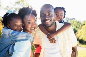 Happy family posing together