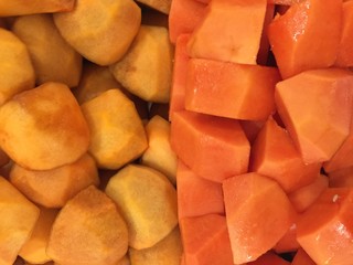Peach and Papaya fruit background