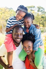 Happy family posing together