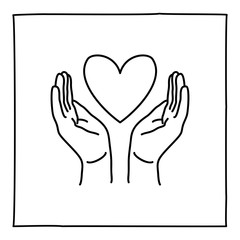 Doodle Hands Holding Heart icon