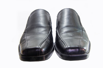 Leather men's shoes on white background