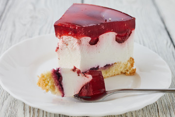 Cake dessert with jelly сlose up .
