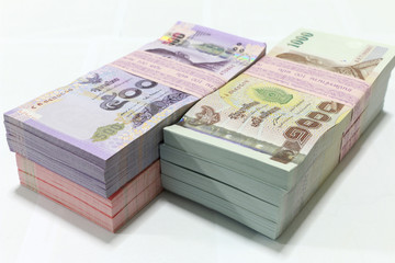 Money background ,Thai currency on White background